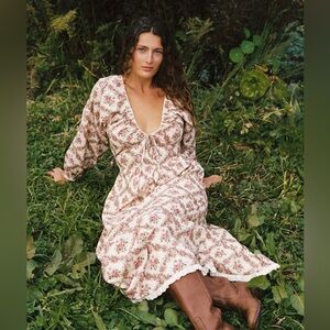 SOLD DO NOT BUY Christy Dawn Venus Dress Rose Lattice XS EUC V-neck Maxi cotton